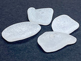 Set of Four White Speckly Genuine Sea Glass Buttons 1" # BCH-129