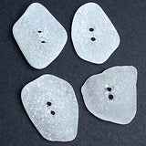 Set of Four White Speckly Genuine Sea Glass Buttons 1" # BCH-129