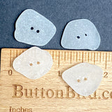 Set of Four White Speckly Genuine Sea Glass Buttons 7/8"- 1" # BCH-130