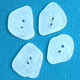 Set of Four White Speckly Genuine Sea Glass Buttons 7/8"- 1" # BCH-130