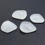 Set of Four White Speckly Genuine Sea Glass Buttons 7/8"- 1" # BCH-130