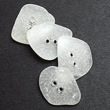 Set of Four White Speckly Genuine Sea Glass Buttons 7/8"- 1" # BCH-130