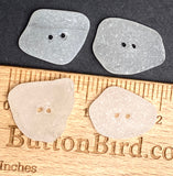 Set of Four White Speckly Genuine Sea Glass Buttons 1" # BCH-129