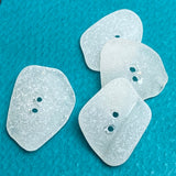 Set of Four White Speckly Genuine Sea Glass Buttons 1" # BCH-129