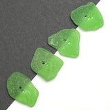 Set of Four Green Real Sea Glass Buttons Approximately 1"  # BCH-131