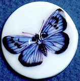 SALE - Blue Butterfly Artisan Porcelain Button 1-1/8" 2-Hole, Hand Made by Kate Holliday, London