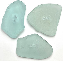 Set of Three Pale Turquoise Sea Glass Buttons Approximately 1"-1-1/8"  #BCH-132