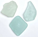 Set of Three Pale Turquoise Sea Glass Buttons Approximately 1"-1-1/4"  #BCH-133