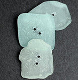 Set of Three Pale Turquoise Sea Glass Buttons Approximately 1"-1-1/4"  #BCH-133