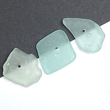 Set of Three Pale Turquoise Sea Glass Buttons Approximately 1"-1-1/4"  #BCH-133