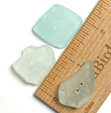 Set of Three Pale Turquoise Sea Glass Buttons Approximately 1"-1-1/4"  #BCH-133