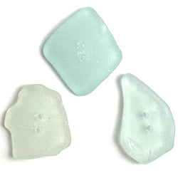 Set of Three Pale Turquoise Sea Glass Buttons Approximately 1"-1-1/4"  #BCH-133