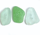 Set of Three Mixed Blue-Greens Sea Glass Buttons Approximately 1"  #BCH-134
