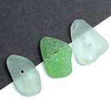 Set of Three Mixed Blue-Greens Sea Glass Buttons Approximately 1"  #BCH-134