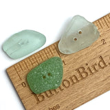 Set of Three Mixed Blue-Greens Sea Glass Buttons Approximately 1"  #BCH-134