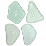 Set of Four Pale Turquoise Real Sea Glass Buttons Approximately 1"  # BCH-135