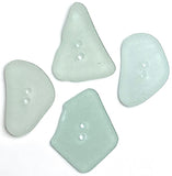 Set of Four Pale Turquoise Real Sea Glass Buttons Approximately 1"  # BCH-135
