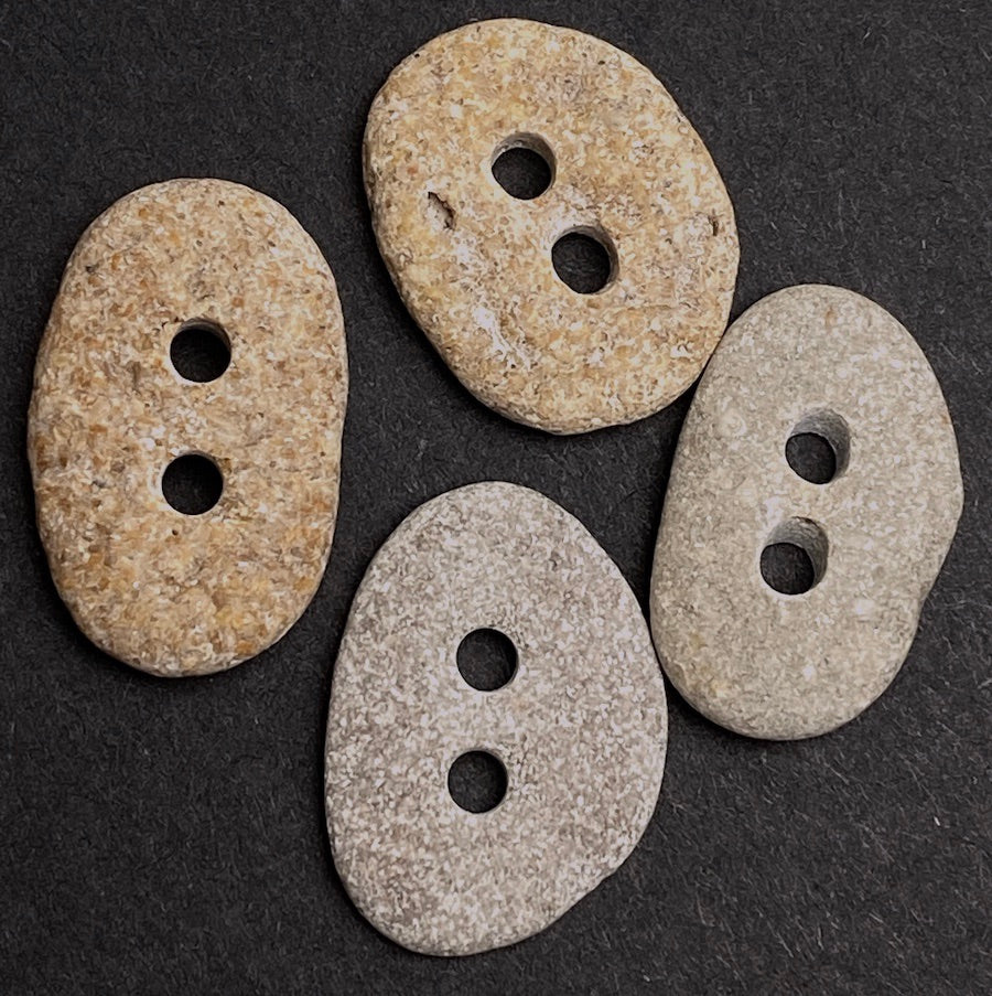 Beach Stone Buttons, Four Oval-ish Approximately 1
