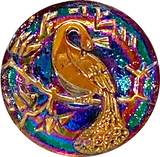 SALE Purple Green Iridescent Peacock Button Bird 7/8" # CZ-071