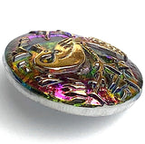 SALE Purple Green Iridescent Peacock Button Bird 7/8" # CZ-071