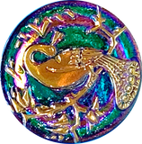 SALE Purple Green Iridescent Peacock Button Bird 7/8" # CZ-071