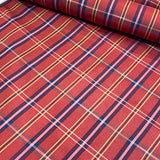 Remnant, Reddish Yarn Dyed Plaid Vintage Kimono Silk from Japan 14" x 22" Piece,  #102