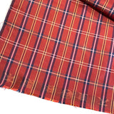 Remnant, Reddish Yarn Dyed Plaid Vintage Kimono Silk from Japan 14" x 22" Piece,  #102