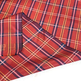 Remnant, Reddish Yarn Dyed Plaid Vintage Kimono Silk from Japan 14" x 22" Piece,  #102
