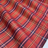 Remnant, Reddish Yarn Dyed Plaid Vintage Kimono Silk from Japan 14" x 22" Piece,  #102