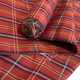 Remnant, Reddish Yarn Dyed Plaid Vintage Kimono Silk from Japan 14" x 22" Piece,  #102