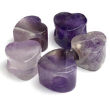 SALE, Five Purple Amethyst Heart Large-Hole Beads, Thick,  9/16"/15mm diameter, Pack of 5 Beads #LP-102