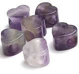 SALE, Five Purple Amethyst Heart Large-Hole Beads, Thick,  9/16"/15mm diameter, Pack of 5 Beads #LP-102