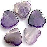 SALE, Five Purple Amethyst Heart Large-Hole Beads, Thick,  9/16"/15mm diameter, Pack of 5 Beads #LP-102