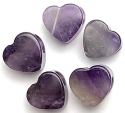 SALE, Five Purple Amethyst Heart Large-Hole Beads, Thick,  9/16"/15mm diameter, Pack of 5 Beads #LP-102
