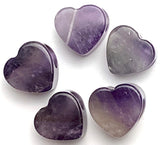 SALE, Five Purple Amethyst Heart Large-Hole Beads, Thick,  9/16"/15mm diameter, Pack of 5 Beads #LP-102