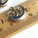 Sloth Charm/Pendant, Metal Alloy Shiny Silver Color, 3/4" SLOTH   #MV-13