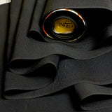 Full Bolt Black with Leafy Trees and Architecture, Vintage Kimono Silk from Japan, 11 YARDS  #PA-21