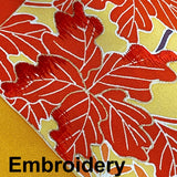 Full Bolt Black with Leafy Trees and Architecture, Vintage Kimono Silk from Japan, 11 YARDS  #PA-21