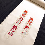 Full Bolt Champagne with Red, Vintage Kimono Silk Crepe from Japan, 14 Yards  #PA-22