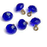 OUTLET ITEM, pack of THREE Cobalt Tiny Clear Vintage Buttons, Faceted Glass 1/4" # GL316
