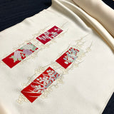 Full Bolt Champagne with Red, Vintage Kimono Silk Crepe from Japan, 14 Yards  #PA-22