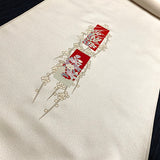 Full Bolt Champagne with Red, Vintage Kimono Silk Crepe from Japan, 14 Yards  #PA-22