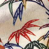 Birds, Bamboo, Fans Colorful Bingata Chirimen Crepe Kimono Silk Pieces 13.5" x 65"  #JA-08
