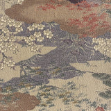 Living with Nature, Antique-Look Muted Pastels/Sepia Chirimen Crepe Kimono Silk Print Pieces 14" x 65"  #JA-09