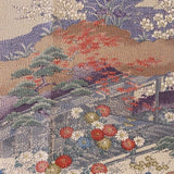 Living with Nature, Antique-Look Muted Pastels/Sepia Chirimen Crepe Kimono Silk Print Pieces 14" x 65"  #JA-09