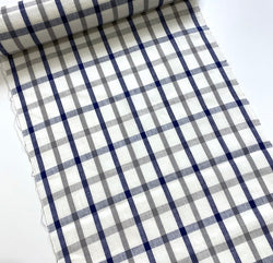 Yukata Cotton Yarn-Dyed Plaid from Japan, White/Navy/Gray By the Yard #250