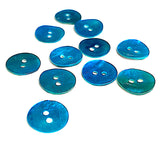 Re-Stocked, Teal Blue Bright 1/2" Pearl Shell 2-hole Button, Pack of TWELVE  #182-D