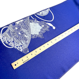 Full Bolt Navy Vintage Silk Satin with White/Silver "Lace" Embroidery in Two Areas, 9.5 yards Kimono Silk from Japan #215