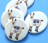 Llama Artisan Porcelain Button, 1-1/8" to 1-3/16"Round 2 hole, by Kate Holliday; Alpaca?