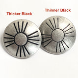 Sun Zia 3/4" Nickel Silver Medium Shine Shank Back Button, Thinner Black Lines  #SW-336B